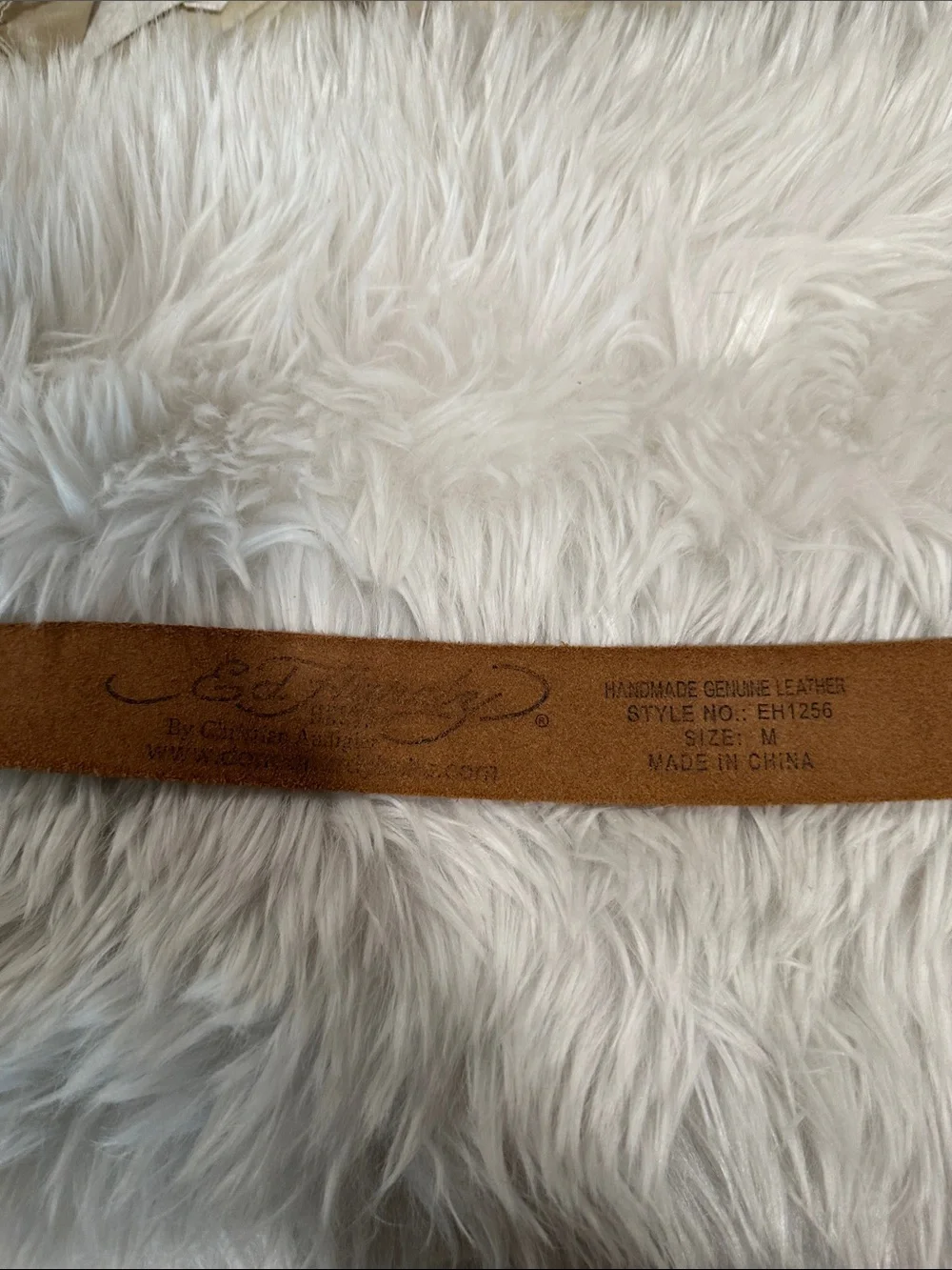 Ed Hardy Black Belt with Cream Logo and Multicolor Tiger Graphic